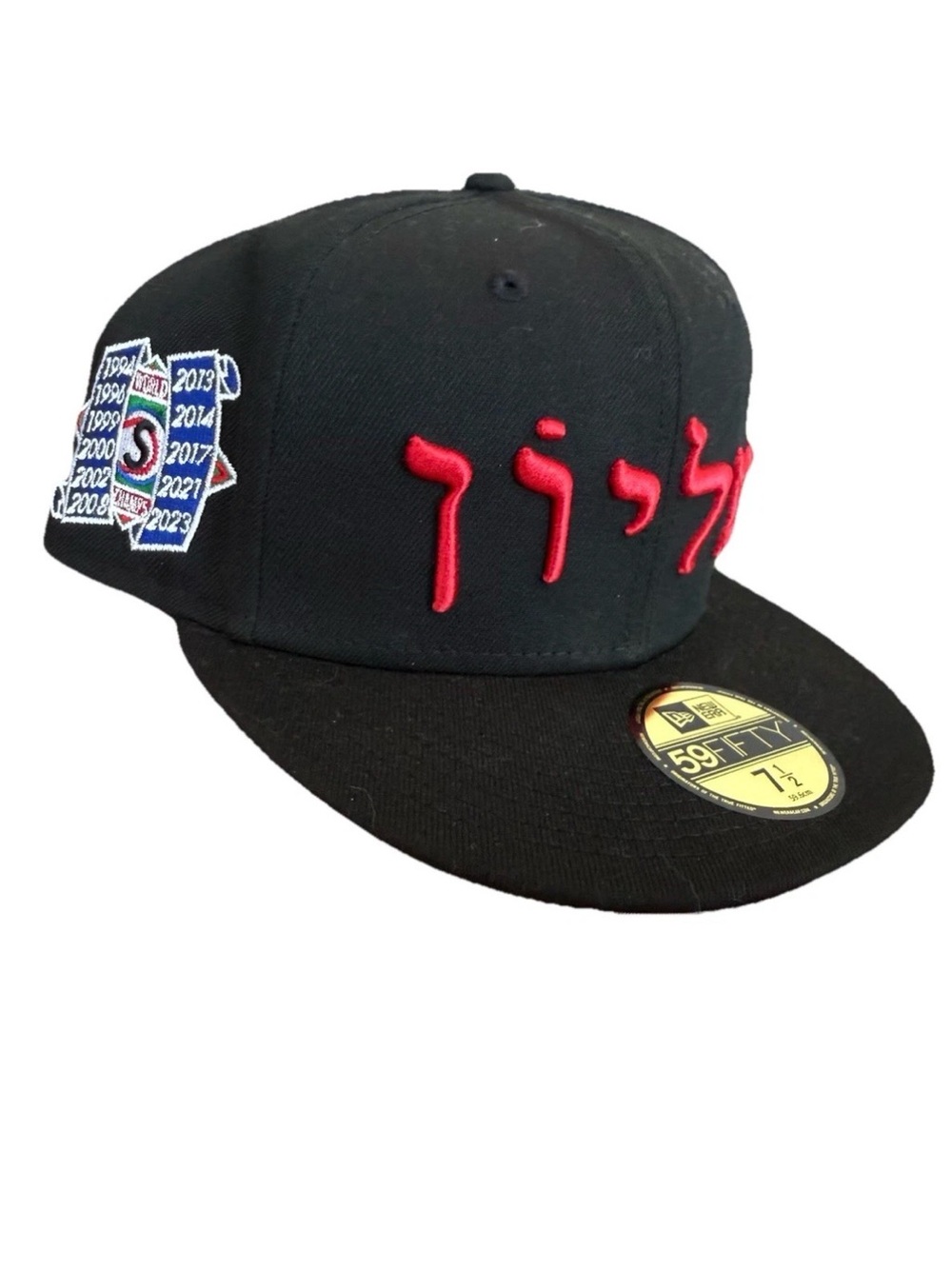 Supreme Hebrew NEW ERA Fitted Size 7 1/2 Black Box Logo